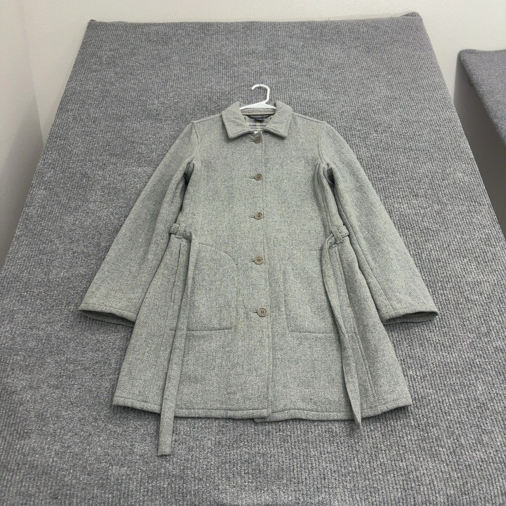 Abercrombie & Fitch Coat Womens M Gray Wool Blend Belted Plaid Lined Classic
